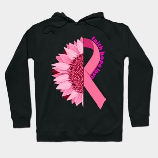 Breast Cancer Awareness Pink Sunflower Ribbon Hoodie